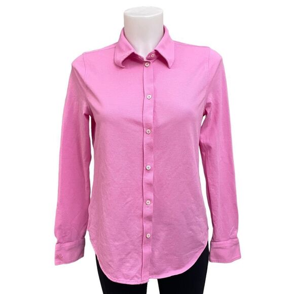 Lauren Ralph Lauren Tops - Lauren Ralph Lauren pink textured button front collared long sleeve shirt Medium